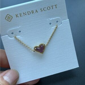 Kendra Scott Gold Necklace with Plum Heart Pendant